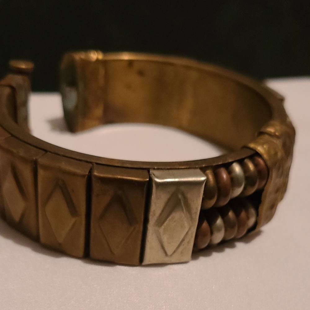 Vintage Mixed-metal Bangle Bracelet and Bold Geometric Designs
